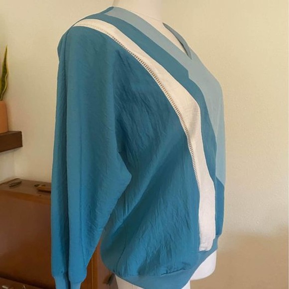 Vintage 1980s GW División of Graff Blue Lightening Windbreaker Pullover jacket - Picture 3 of 7